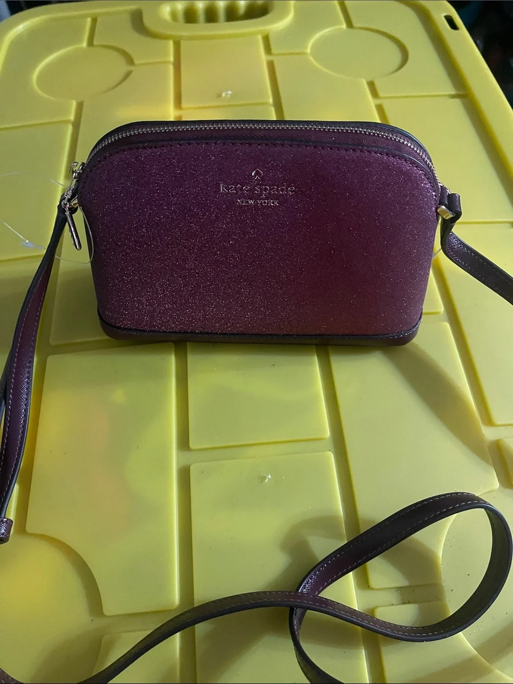 NWOT- kate spade plum glitter crossbody bag